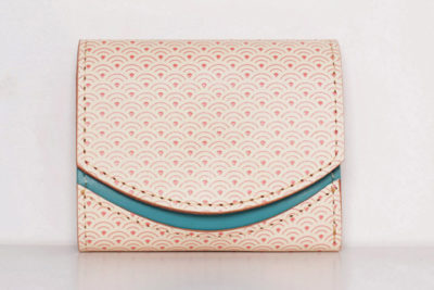 ミニ財布　ピンクの青海波